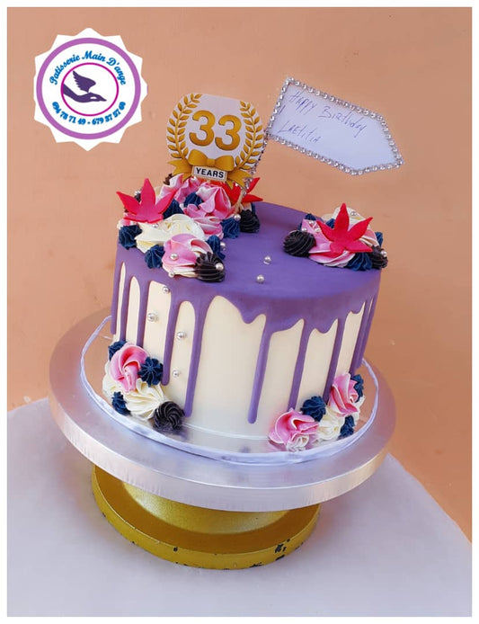 Gâteau d'anniversaire à décorer  ou Birthday dripping cake